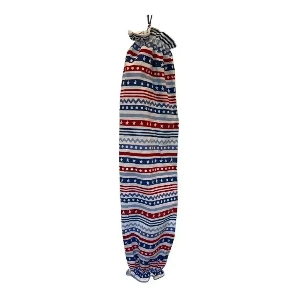 Handmade Plastic Bag Holder- Red White & Blue Stars & Stripes1 blue ribbon 1 red